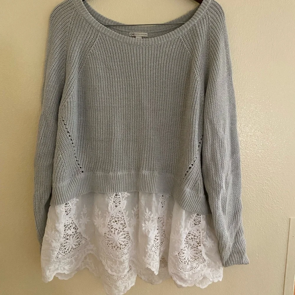 Cato oversized Sweater with Lace bottom Size 18 / 20W - Picture 1 of 9